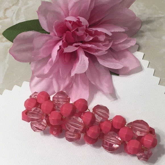Pink Crystal Double Beaded Elastic Bracelet - Picture 1 of 7